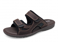 รองเท้าแตะ SKA-25 หนังนูบักออยล์ตาล-นูบักออยล์ดำ-ตาข่ายเทา